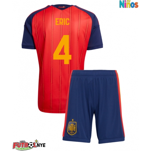 Camiseta España Eric Garcia #4 Primera Equipación para niños Mundial 2026 manga corta (+ pantalones cortos)